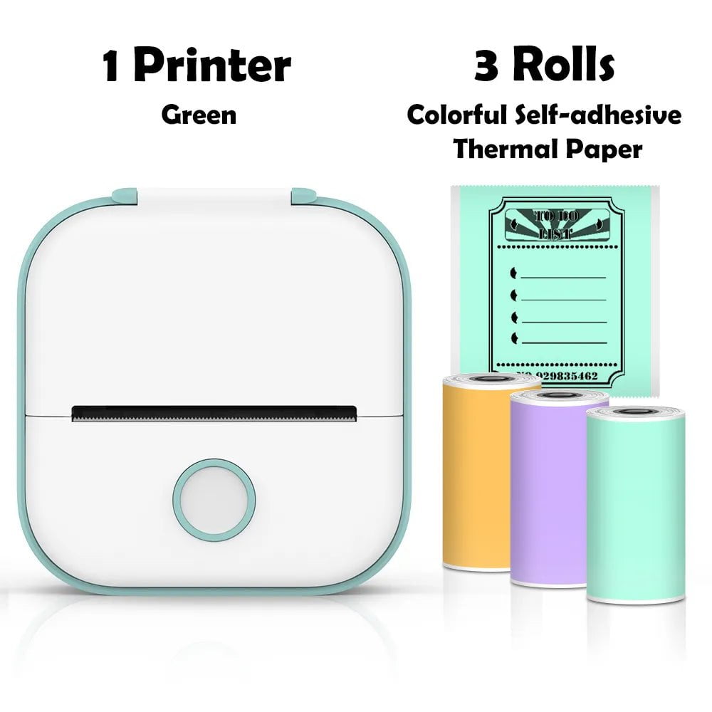 Storazone Green C / CN Phomemo T02 Mini Printer Portable Printer Thermal Printing Sticker Wireless Inkless Pocket Printer Self-adhesive Label Printer