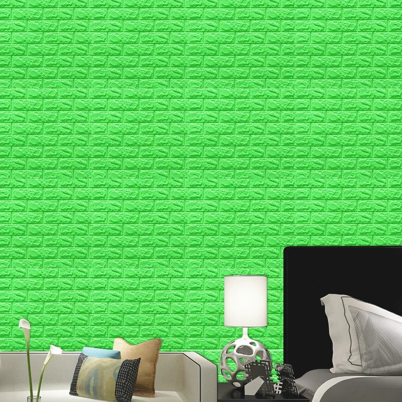 Storazone green / CHINA 10pcs 3D Wall Sticker Imitation Brick Bedroom Christmas Home Decoration Waterproof Self Adhesive Wallpaper For Living Room