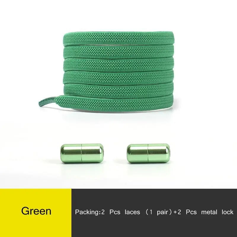 Storazone green / CHINA 1Pair Multicolor Lock Elastic Sneaker Laces For Kids Adults and Elderly No Tie Shoelaces Quick Elastic Athletic Running Shoelace