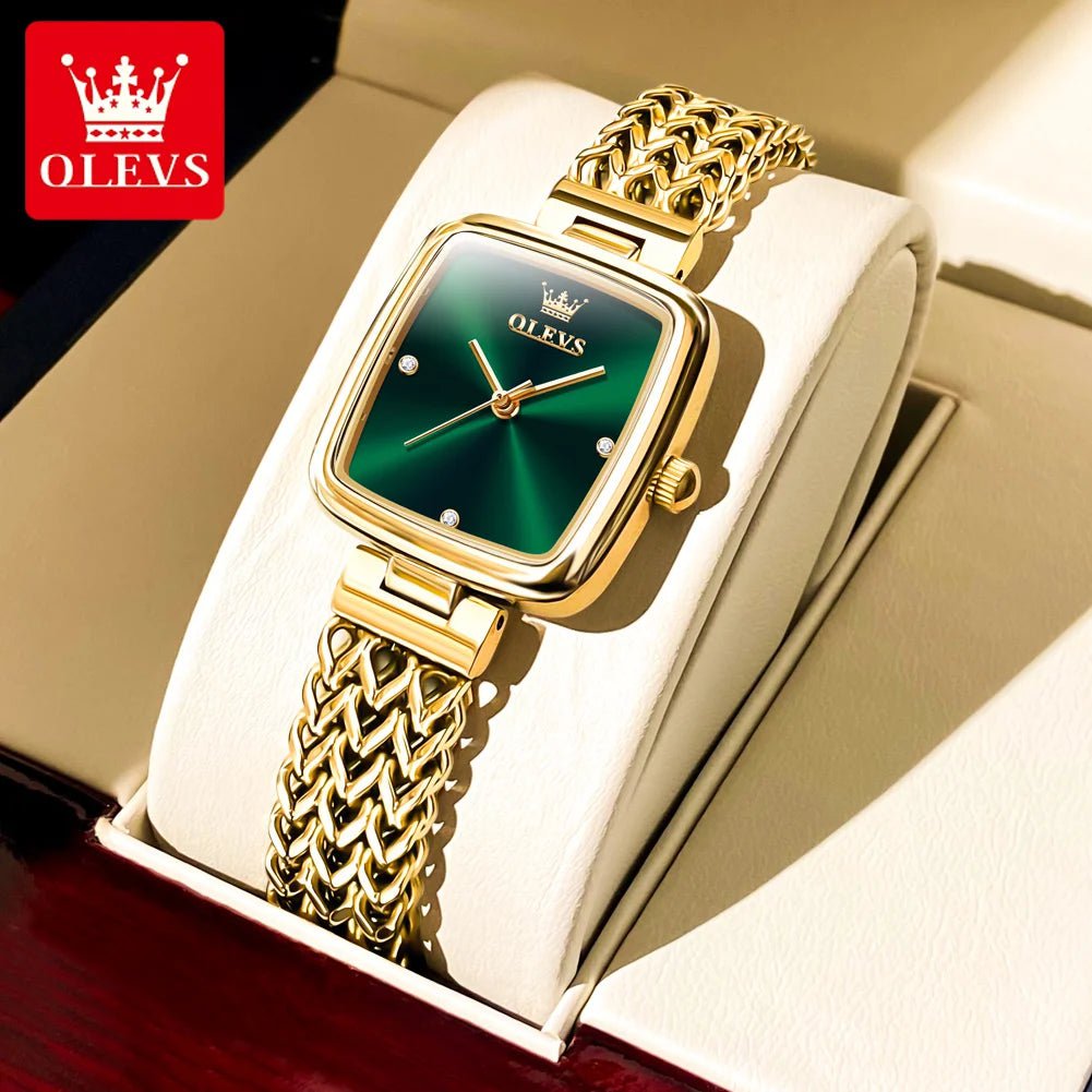 Storazone green / CHINA / No OLEVS Luxury Brands Women's Watches Trend Waterproof Simple Atmosphere Stainless Steel Quartz Wrist watch Original Certification