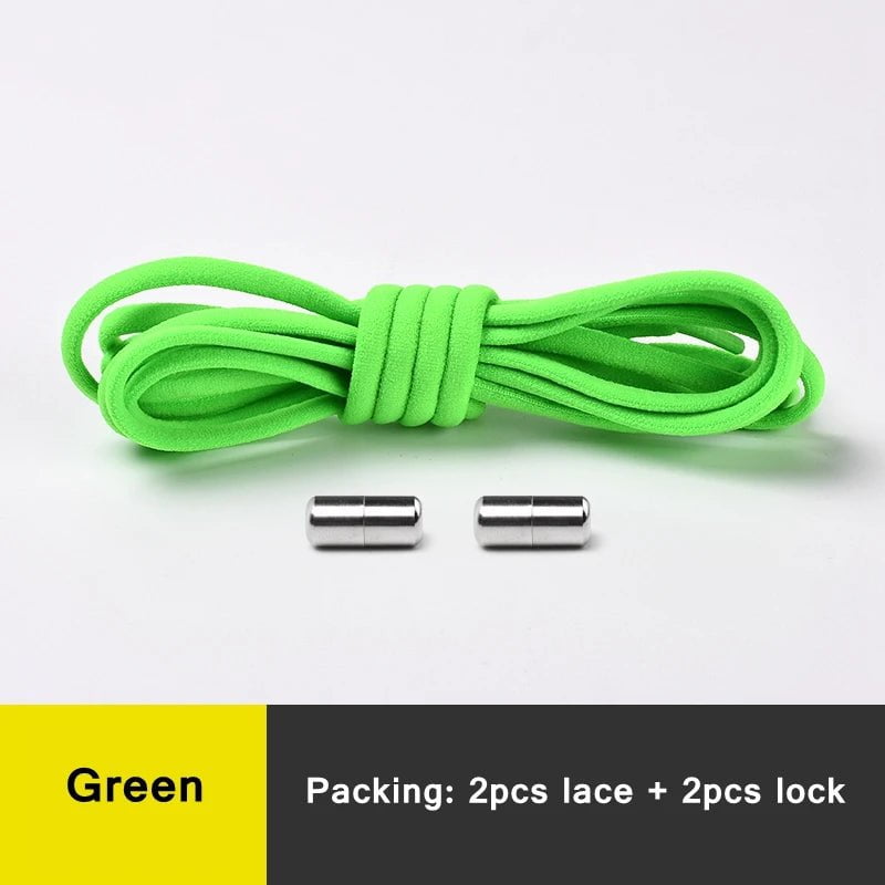 Storazone Green / CHINA Semicircle No Tie Shoelaces Elastic Shoe laces Sneakers shoelace Metal Lock Lazy Laces for Kids and Adult One size fits all shoe