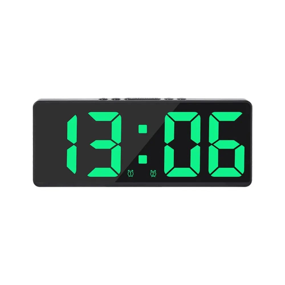 Storazone green Creative Number Clock Color Nightlight Temperature Calendar Alarm Clock LED Large Number Electronic Clock Backlight Home Decor