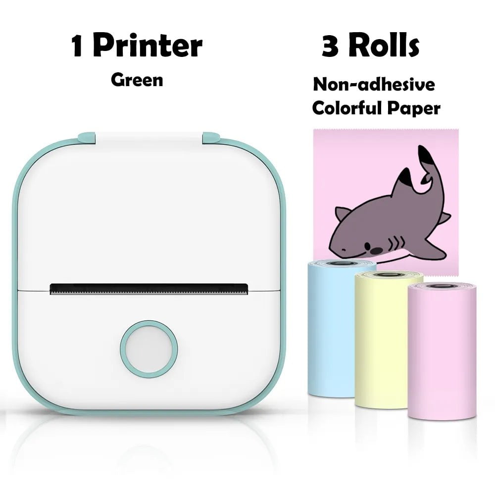 Storazone Green D / CN Phomemo T02 Mini Printer Portable Printer Thermal Printing Sticker Wireless Inkless Pocket Printer Self-adhesive Label Printer