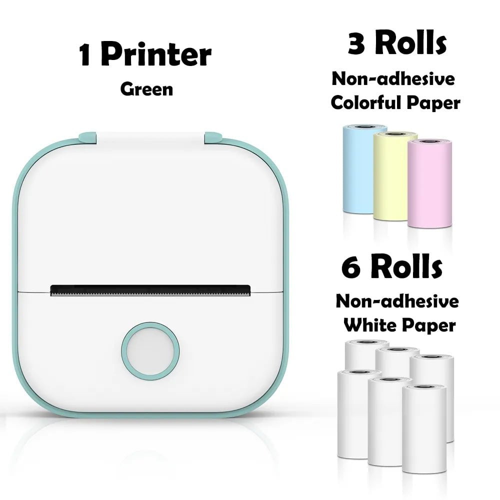 Storazone Green E / CN Phomemo T02 Mini Printer Portable Printer Thermal Printing Sticker Wireless Inkless Pocket Printer Self-adhesive Label Printer