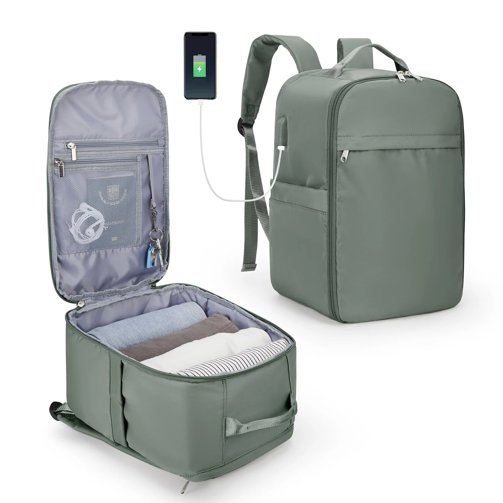 Storazone Green / Large Ryanair Backpack 40x20x25 Cabin Bag, Hand Luggage Travel Backpack for Easyjet Cabin Bag 45x36x20, Laptop Backpack for Women/Men
