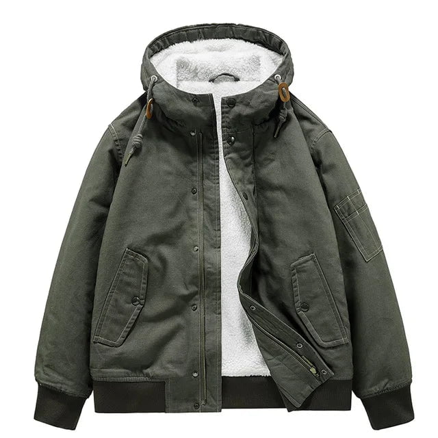 Storazone green / M Outdoor Cargo Pocket Tactical Lambswool Jacket Male Winter Fleece Parka Men Thicken Cotton Hooded Coat Cold-proof Warm Jackets