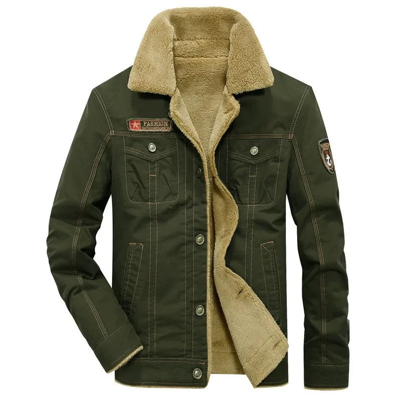 Storazone green / M50-57kg 2023 Winter Mens Jacket Korean Fashion Lapel Lamb Fur Denim Jacket High-quality Fleece Thickened Warm Coats Men Clothing 5XL