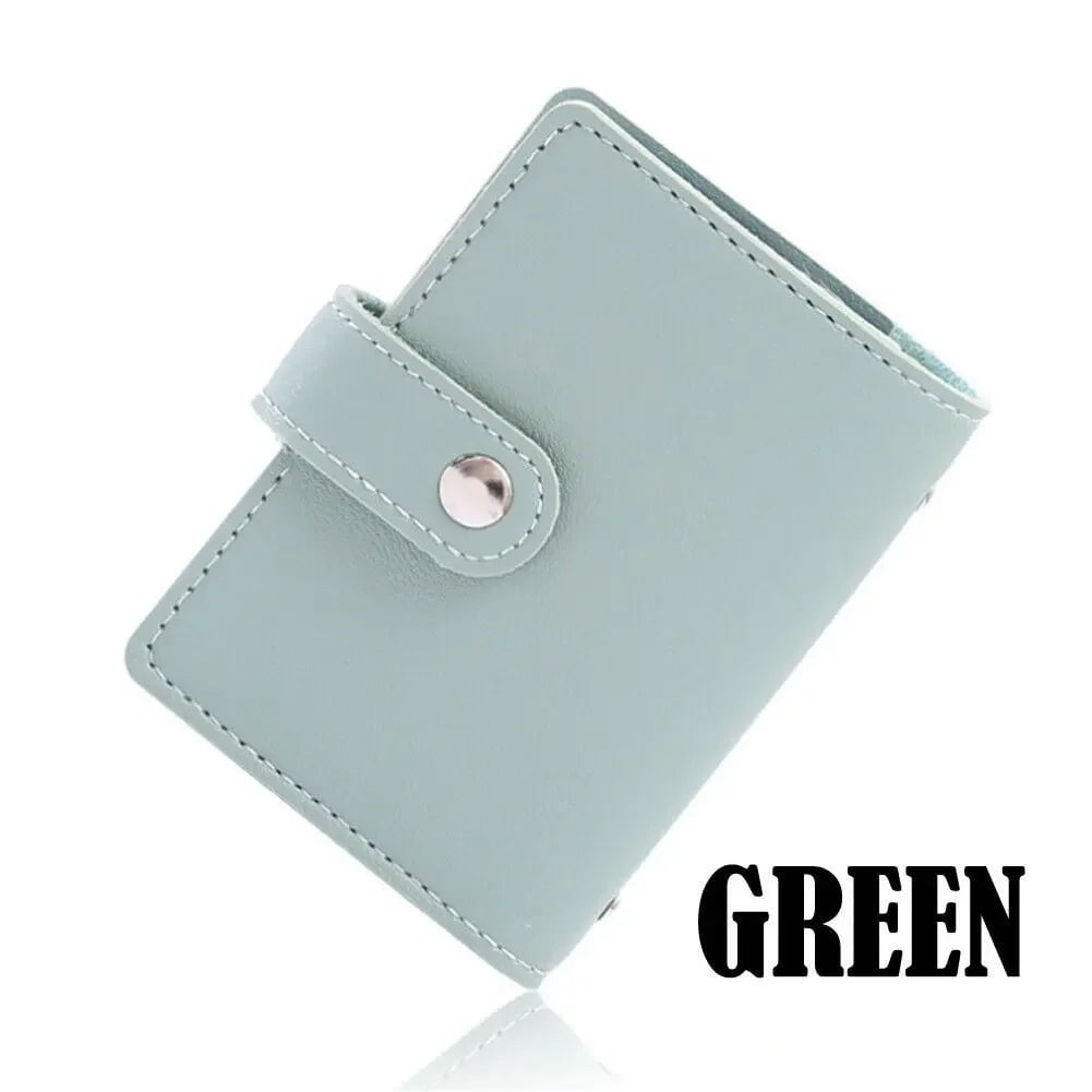 Storazone green New Anti-theft ID Credit Card Holder Fashion Women's 26 Cards Slim PU Leather Pocket Case Purse Wallet bag  for Women Men Female