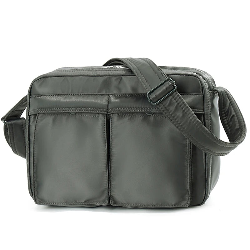 Storazone Green No Logo Japanese Style Fashion Messenger Bag Nylon Cloth Men Single Shoulder Bag Waterproof Cross body Bag Casual Men Handbag Chest Bag