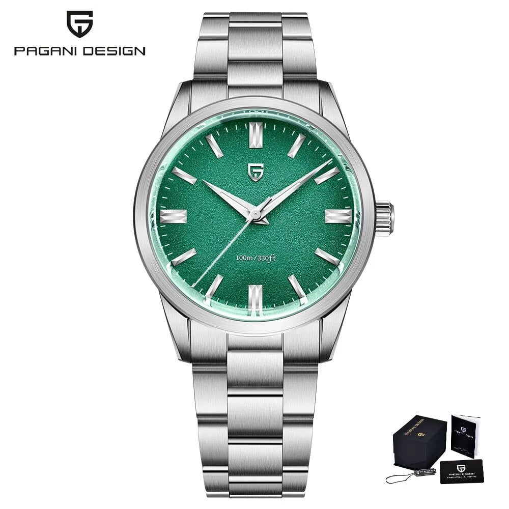 Storazone Green PAGANI DESIGN 2023 New 38mm Men's Quartz Watches Stainless Steel AR Coating Sapphire VH31 Business Sports Watches Watch for Men