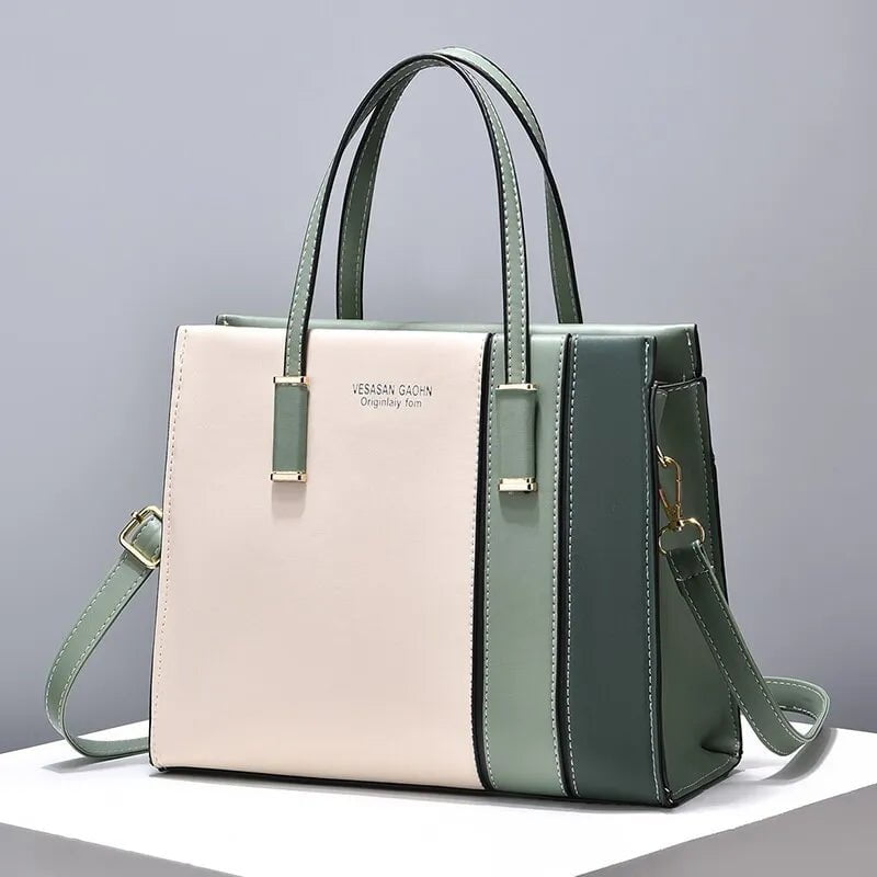 Storazone Green Patchwork Handbags For Women Adjustable Strap Top Handle Bag Large Capacity Totes Shoulder Bags Fashion Crossbody Bags Work Gift