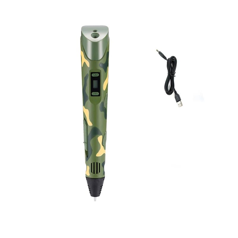 Storazone Green pen 3D Printing Pen DIY Three-dimensional Painting Children Toys Fun Camouflage With LCD Screen Compatible PLA Filament Toys Gift