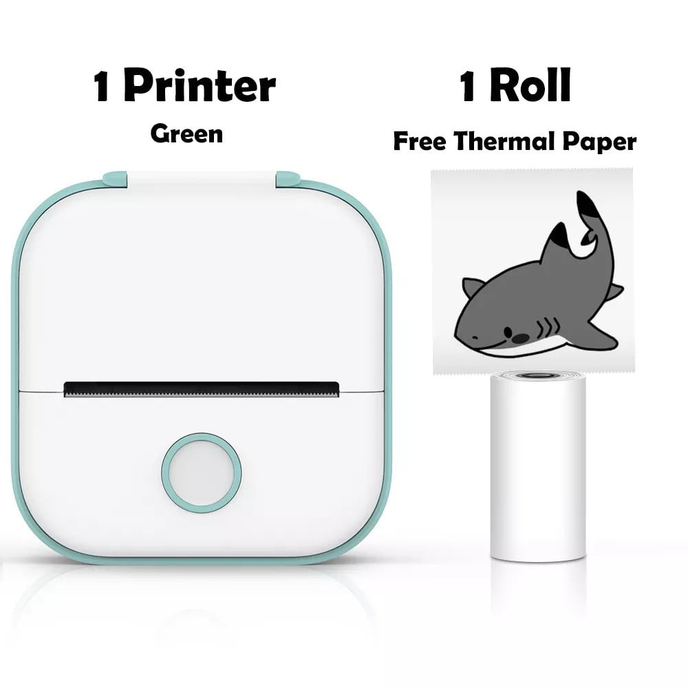 Storazone Green Printer / CN Phomemo T02 Mini Printer Portable Printer Thermal Printing Sticker Wireless Inkless Pocket Printer Self-adhesive Label Printer