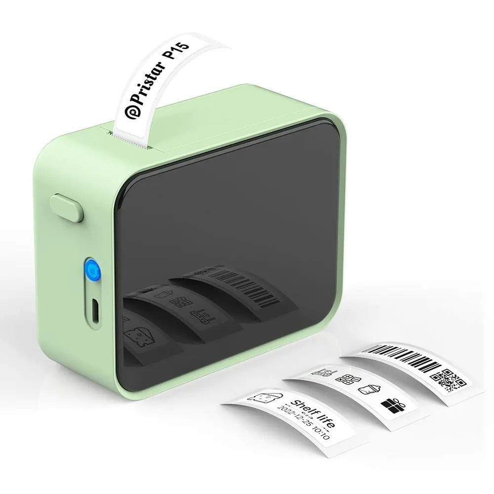 Storazone Green Printer Wireless Bluetooth Label Printer Portable Thermal Printer Similar as D11 D110 D101 Labeling Machine Mini Label Maker P15 Sticker