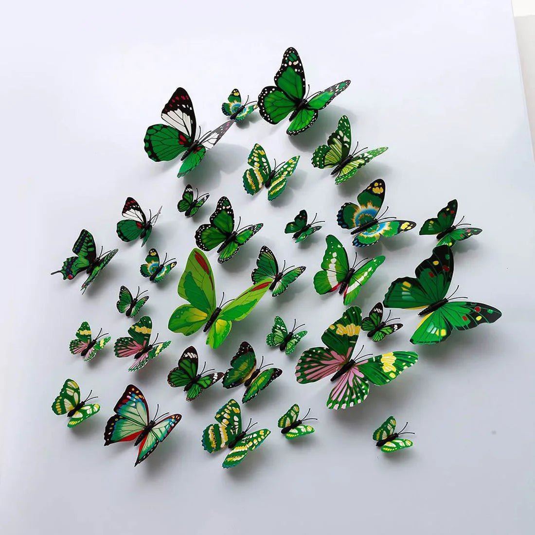 Storazone green series 12Pcs 3D Butterfly Wall Stickers PVC Self Adhesive Wallpaper Colorful Butterfly Wall Sticker Living Room Window Decal Home Decor