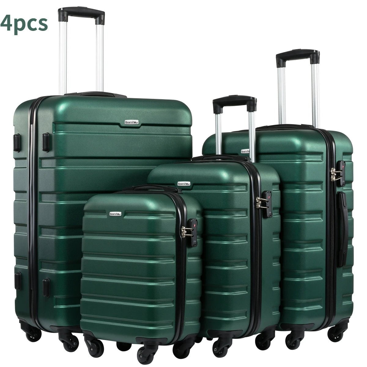 Storazone Green set / 16 inches luggage sets suitcase on wheel spinner rolling luggage ABS+PC Customs lock travel suitcase set Carry on Luggage with Wheels