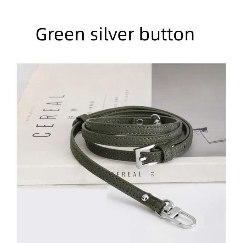 Storazone Green silver button Bag Transformation Accessories For Longchamp Mini Bag Straps Punch-free Genuine Leather Shoulder Strap Crossbody Conversion
