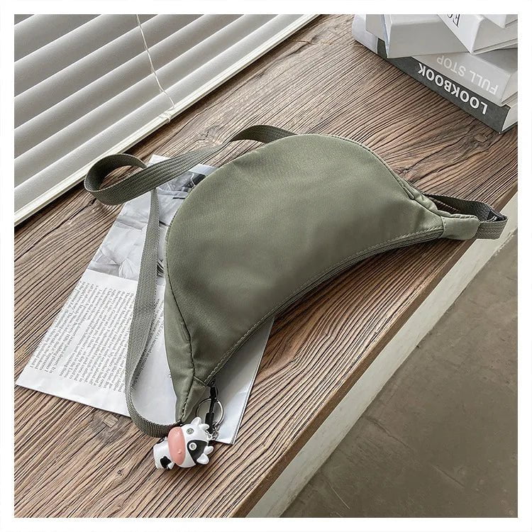 Storazone Green Solid Color Chest Bag For Women Large Capacity Travel Crossbody Female Half Moon Belt Bag Ladies Daily Street Fanny Packs 2022