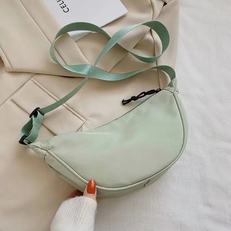 Storazone Green Solid Color Chest Bag For Women Large Capacity Travel Crossbody Half Moon Designed Belt Bag Ladies Daily Street Fanny Packs