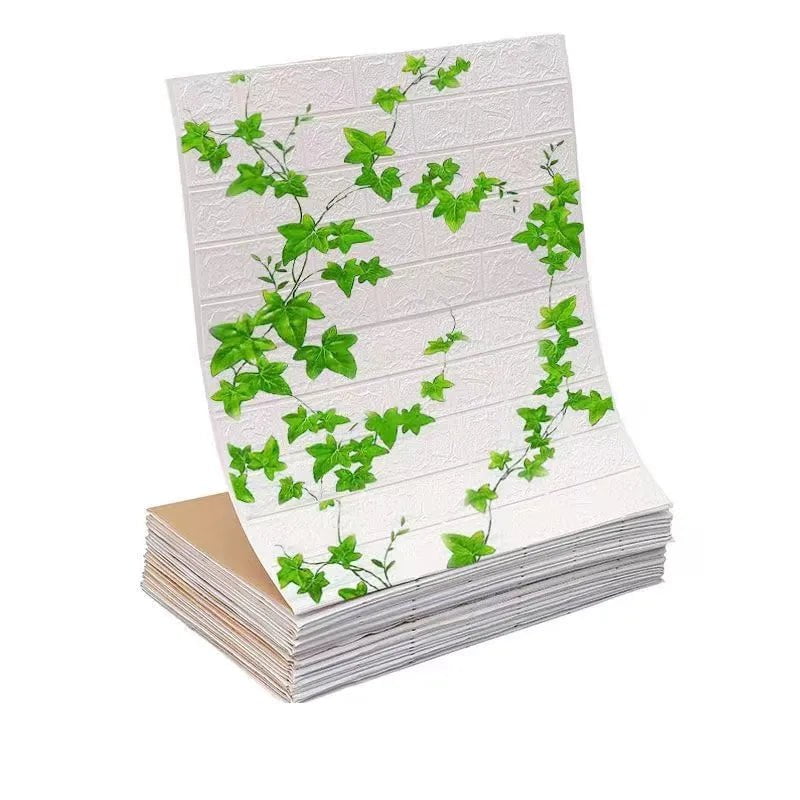 Storazone Green vine / 70CMX1M 70cmx1/5/10m 3D Wallpaper Decoration Self-adhesive Antique Foam Brick Wallpaper Living Room Bedroom Waterproof 3d Wall Sticker