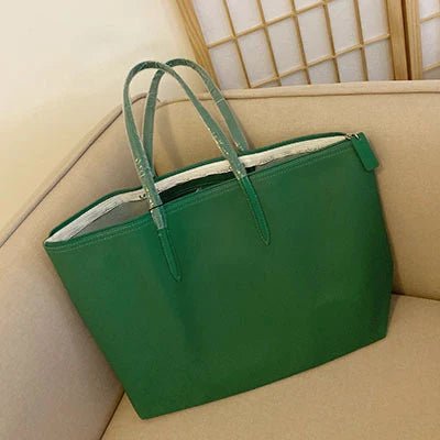 Storazone Green With LOGO Women Crocodile Tote Handbag Female PVC Leather Handbag Ladies Large Capacity Shoulder Bags Female Beach Shopping Bag