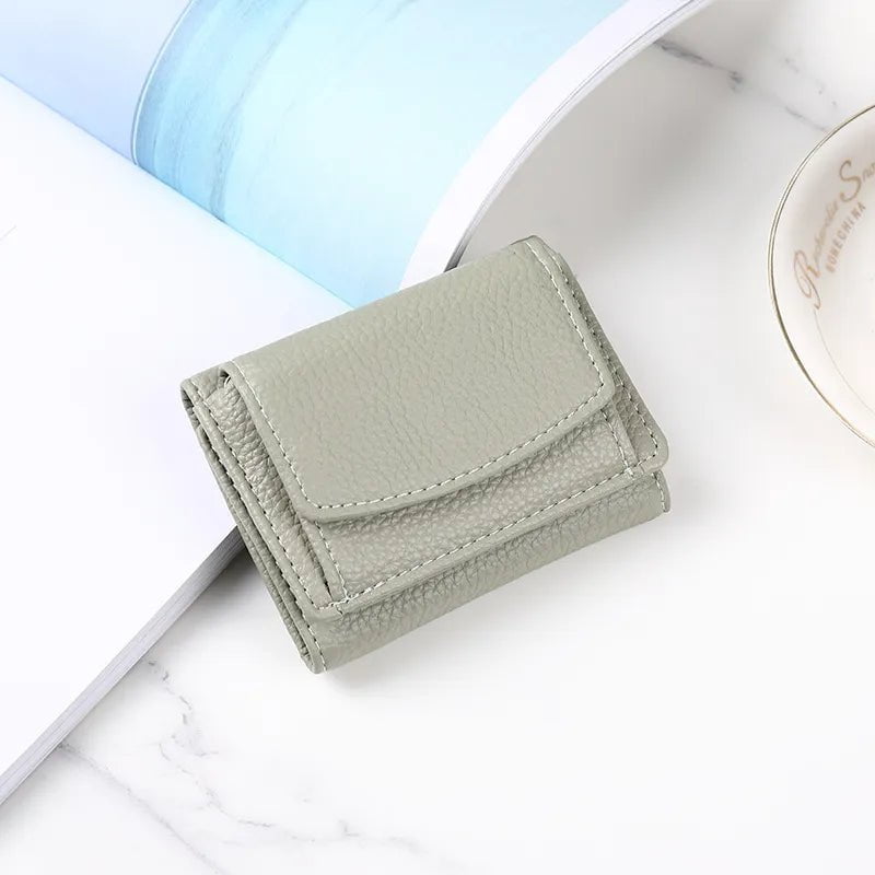 Storazone Green Women Men PU Leather Purses Female Cowhide Wallets Lady Small Coin Pocket Card Holder Mini Money Bag handbags Anti Rfid Wallet