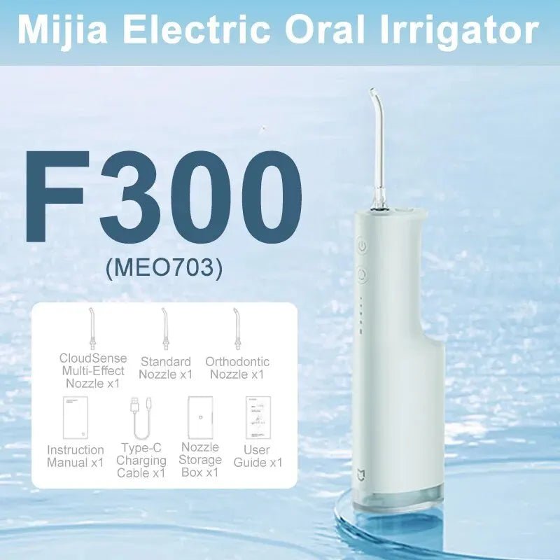 Storazone Green XIAOMI MIJIA Electric Oral Irrigator F300 Portable Water Pick Flosser MEO703 Teeth Whitening Cleaner 240ML 2000 Times/Min 4 Mode