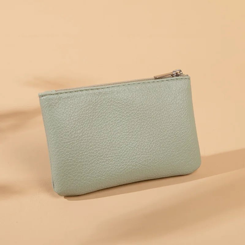 Storazone Green4 Solid Color PU Leather Small Wallet for Women Short Simple Women's Purse with Buttons Ultra Thin Credit Card Bag Coin Purse