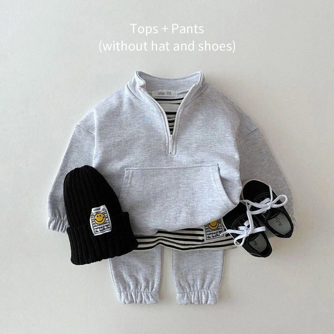 Storazone grey / 12-18M 80 Baby Boy Girl Clothes Set Infant Kids Cotton Tops Jacket Pants Suit Toddler Boys Sweatshirt Trousers Clothing 2pcs/set Tracksuit