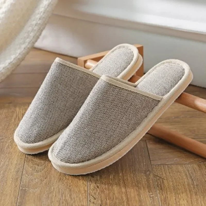 Storazone Grey 2 / 36 37 2024 New Linen Shoes Women And Men Household Slippers Indoor Floor Shoes Summer Women's Mute Slippers Sandals Slippers