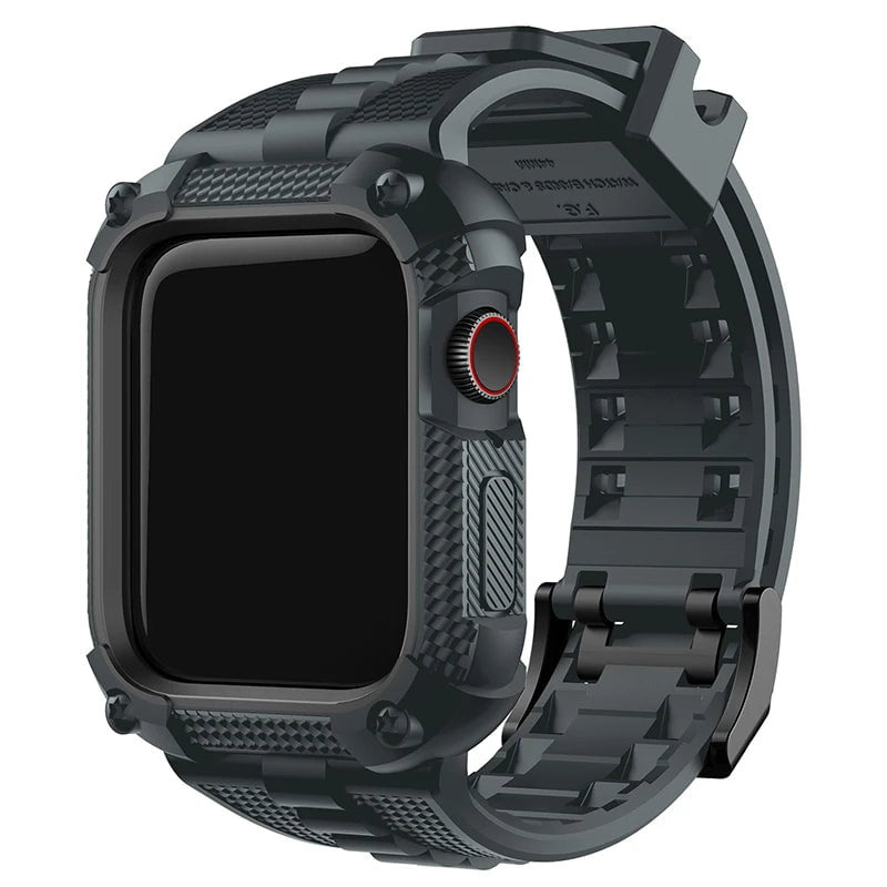 Storazone Grey / 44mm Silicone for Apple Watch Band+Case 40/41/44/45/49mm Rugged Strap for Apple Watch Ultra 2 Series 9 8 7 with Screen Protector Case