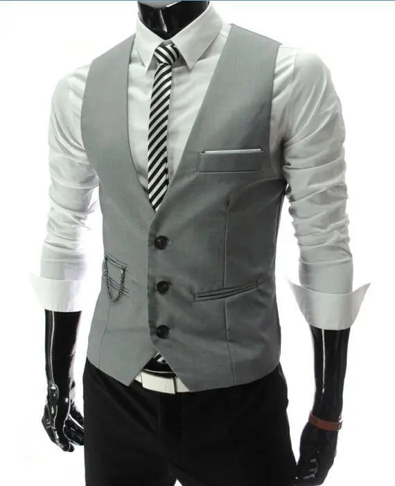 Storazone Grey / Asian size 6XL 2024 New Arrival Dress Vests For Men Slim Fit Mens Suit Vest Male Waistcoat Gilet Homme Casual Sleeveless Formal Business Jacket