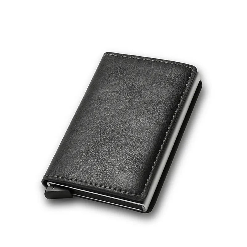 Storazone Grey Carbon Fiber Credit Card Holder Wallets Men Brand Rfid Black Magic Trifold Leather Slim Mini Wallet Small Money Bag Male Purses
