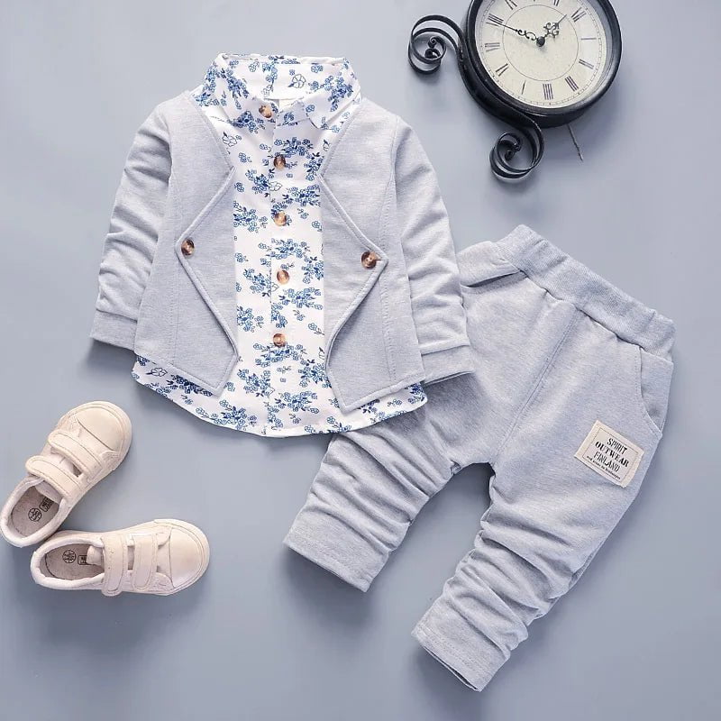 Storazone grey color / 12M Toddler boys Clothes Outfits cotton Clothing set 2pcs gentleman Wear Little child For 1 2 3 4 Years size infant suit outerwear