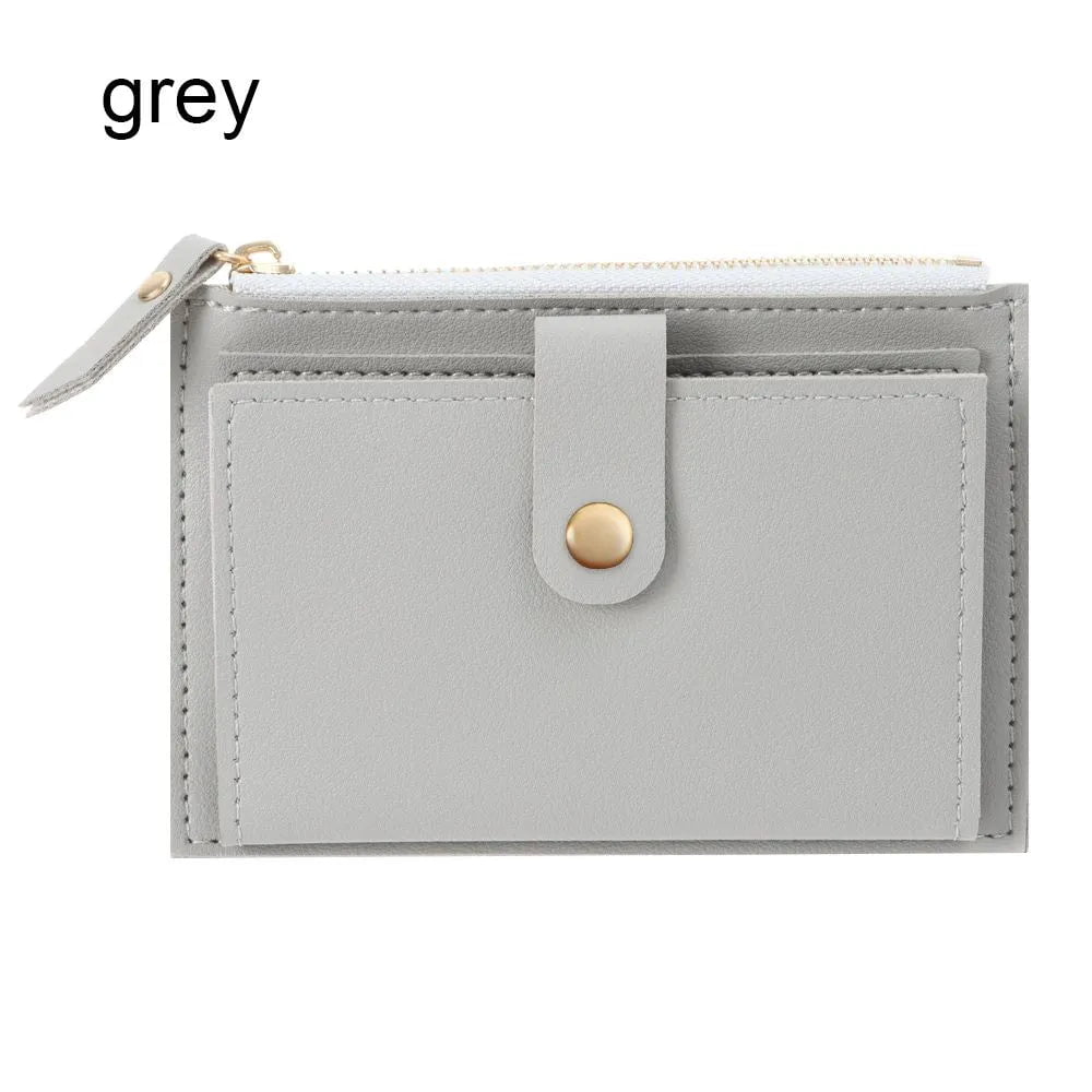 Storazone grey Cute Fashion PU Leather Mini Coin Purse Women Solid Color Credit Card Holder Bags Small Wallet Money Bag Purse Card Holder