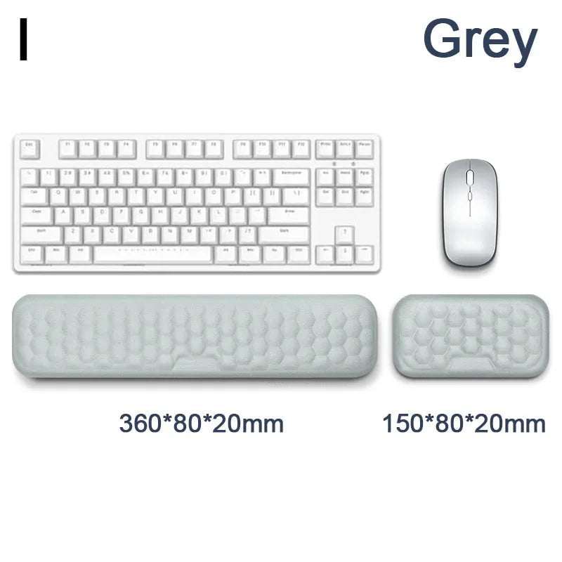 Storazone Grey Ergonomic Keyboard Mouse Wrist Rest Office Typing Protection Relax Wrist Memory Foam Mouse Pad Computer Laptop Desk Mat