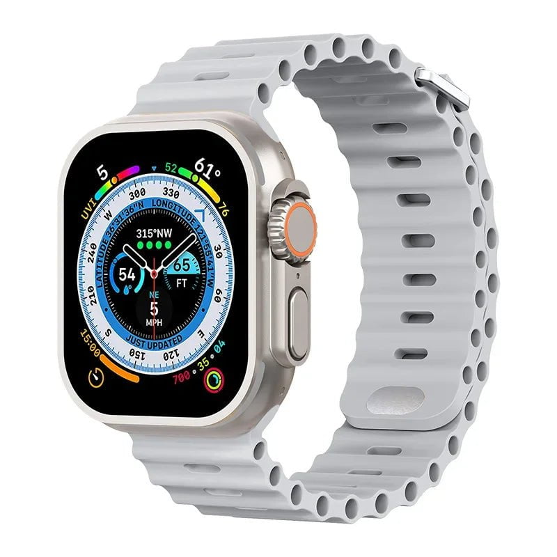 Storazone Grey / For 38mm 40mm 41mm Silicone strap For Apple watch Ultra/2 49mm Sports breathable soft wrist band For iwatch 9 8 7 6 5 4 SE 45mm 41mm 44mm 42mm 40mm