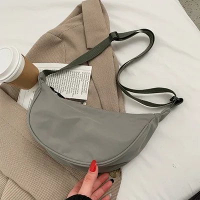 Storazone Grey green Solid Color Chest Bag For Women Large Capacity Travel Crossbody Female Half Moon Belt Bag Ladies Daily Street Fanny Packs 2022