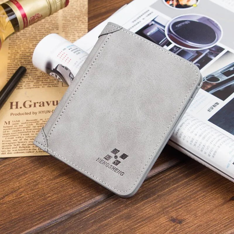 Storazone grey Men Foldable Leather Wallet Credit Card Holder Fashion Casual Nursing Leather Wallet Trendy Wallet