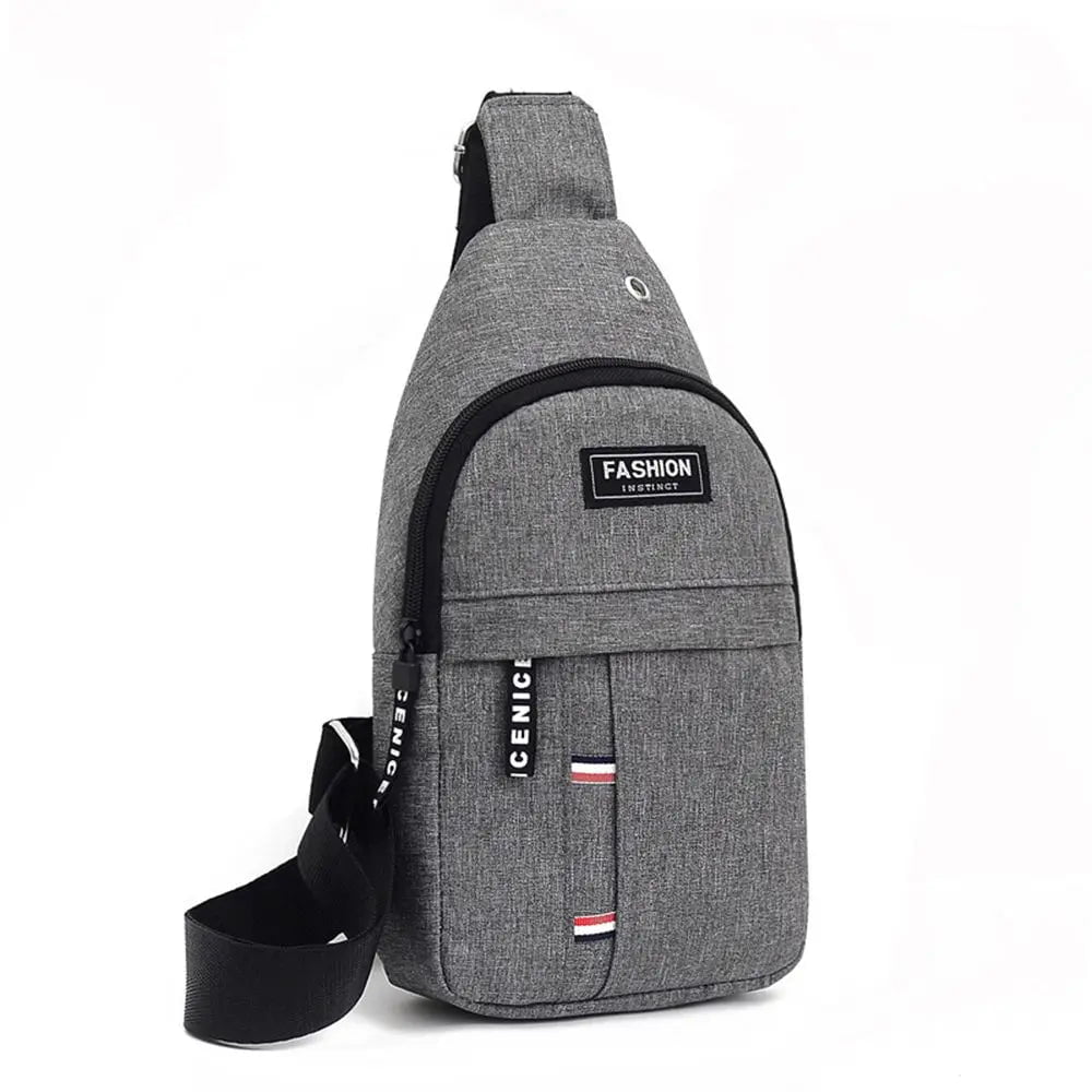 Storazone Grey Men's Chest Bag New Fashion Korean-Style Casual Sports Water-Proof Shoulder Crossbody Bag Cross Body Chest Bag for Men