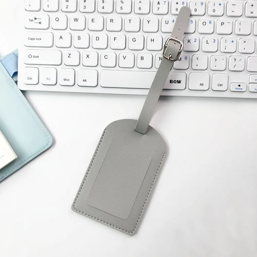 Storazone grey Personalize Initials Luggage Tag Custom Letters Men Women Suitcase Name Tag PU Airplane Labels Engrave Logo Travel Accessories