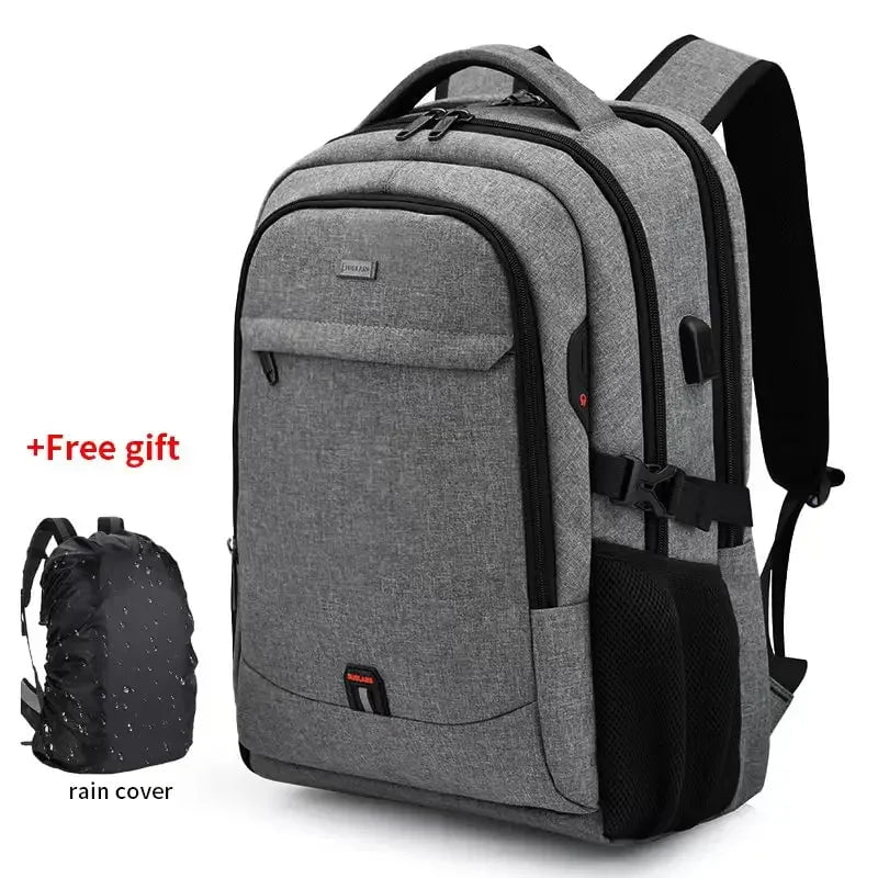 Storazone Grey-Rain Cover / 17 Inches / CHINA Laptop Backpack For Men 17.3''Large Capacity Backpack USB Port Bag Business Backpack Oxford Wear-resistant Waterproof Travel Bag