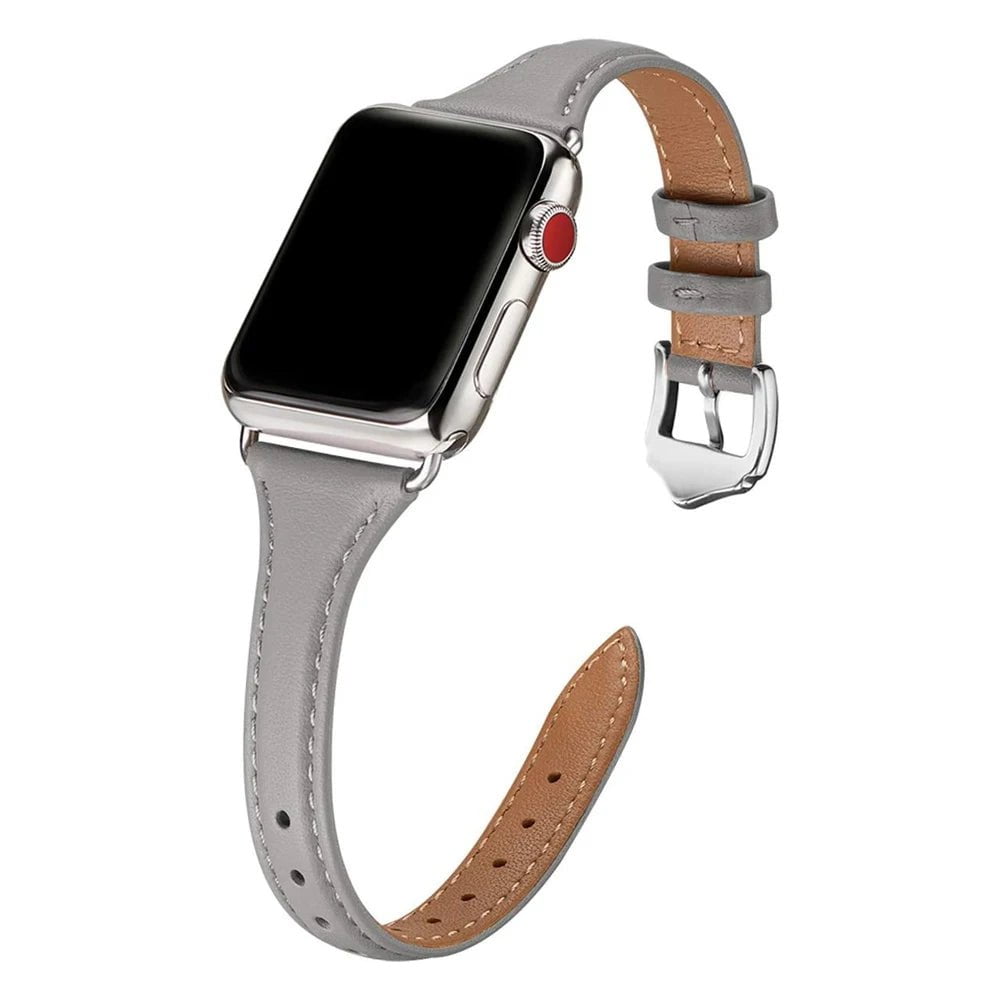 Storazone Grey Silver / 38mm or 40mm or 41mm Women Thin Leather Band for Apple Watch 38mm 40mm 41mm Slim Colorful Wristband Strap for iWatch SE 7/6/5/4/3/2/1 Bracelet