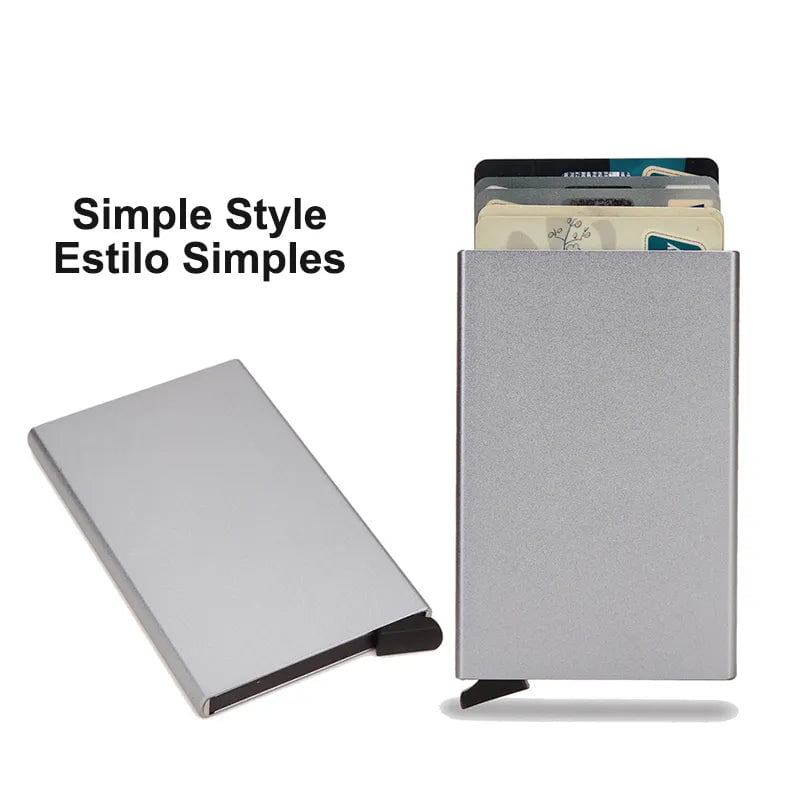 Storazone Grey (Simple) Rfid Credit Card Holder Men Wallets Bank Cardholder Case Small Leather Slim Thin Magic Mini Wallet Smart Minimalist Wallet  2023