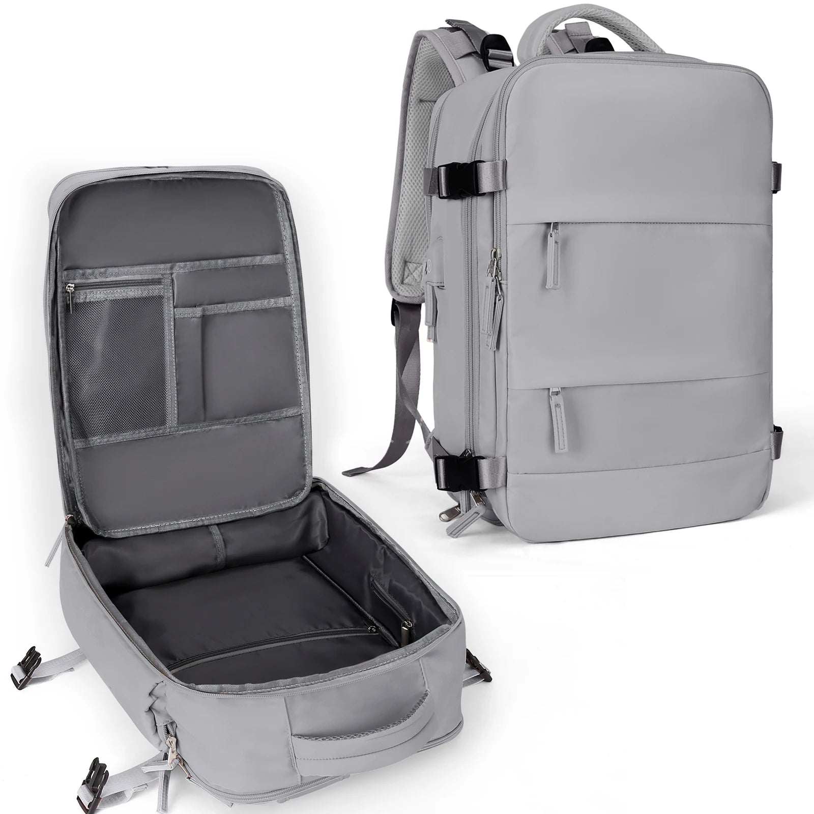 Storazone Grey-Small Carry on Backpack, Large Travel Backpack for Women Men Airline Approved Gym Backpack Waterproof Business Luggage Laptop Daypack