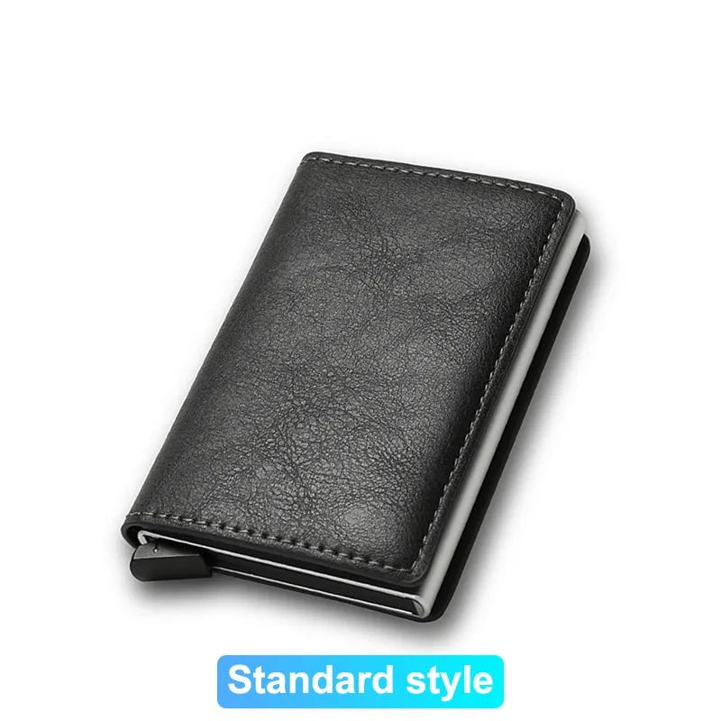Storazone Grey (Standard) Rfid Credit Card Holder Men Wallets Bank Cardholder Case Small Leather Slim Thin Magic Mini Wallet Smart Minimalist Wallet  2023