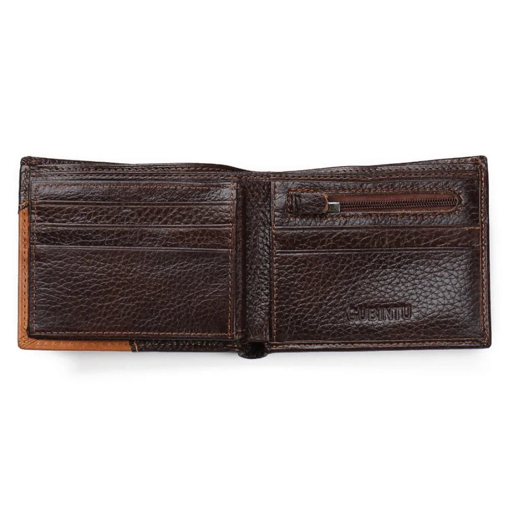 Storazone GUBINTU Genuine Leather Men Wallets Coin Pocket Zipper Real Men's Leather Wallet with Coin High Quality Male Purse Eagle cartera
