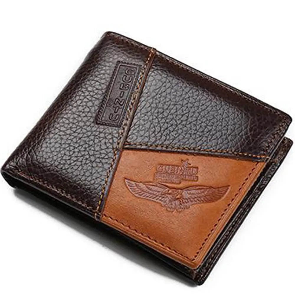 Storazone GUBINTU Genuine Leather Men Wallets Coin Pocket Zipper Real Men's Leather Wallet with Coin High Quality Male Purse Eagle cartera