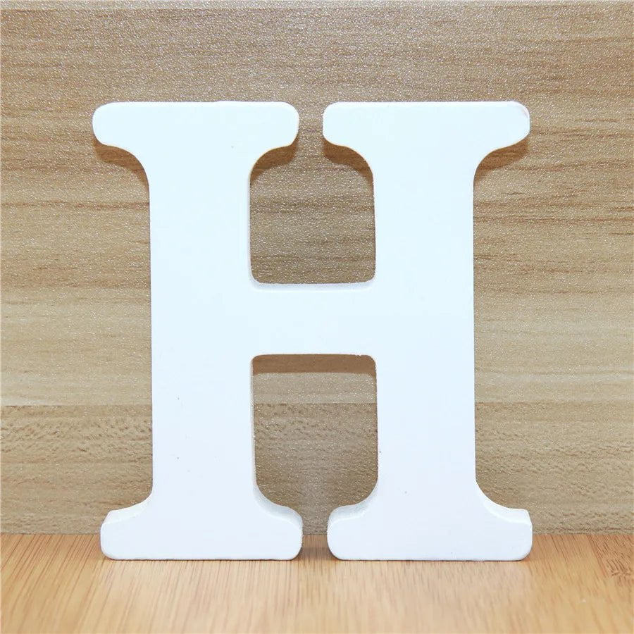 Storazone H / 10cm 1pc 10CM Wood Wooden Letters White Alphabet Wedding Birthday Party Diy Home Decorations Personalised Name Design 3.94 Inches