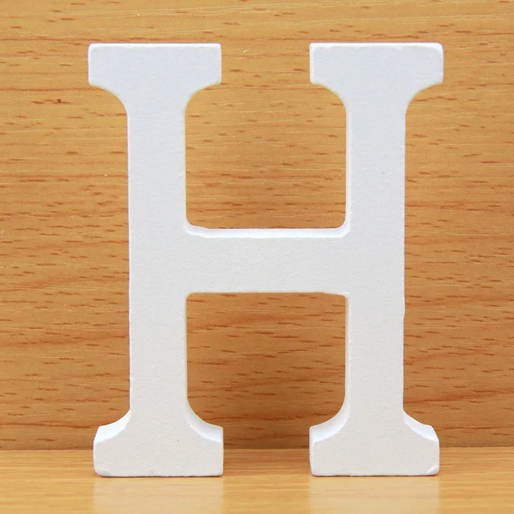 Storazone H / 8cm 8 CM Letras Decorativas Grandes White Wooden Letters Home Decor Wedding Decoration DIY Personalised Name Design Free Standing